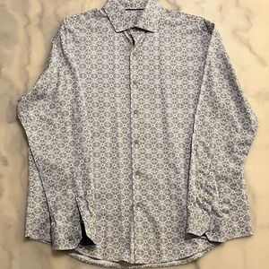 Tasso Elba Blue Geometric Dress Shirt